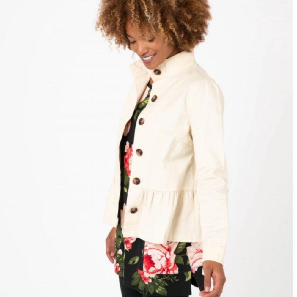 Agnes & Dora peplum jacket ivory stone color